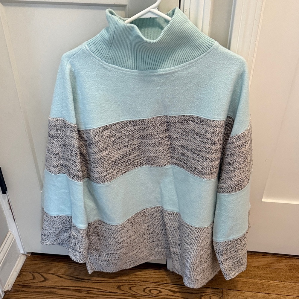 Anthropologie Daily Practice Striped Blue and Gray Sweatshirt